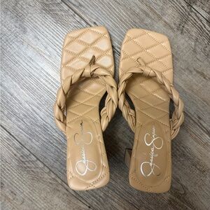 Jessica Simpson Beige Quilted Braided Sandals
